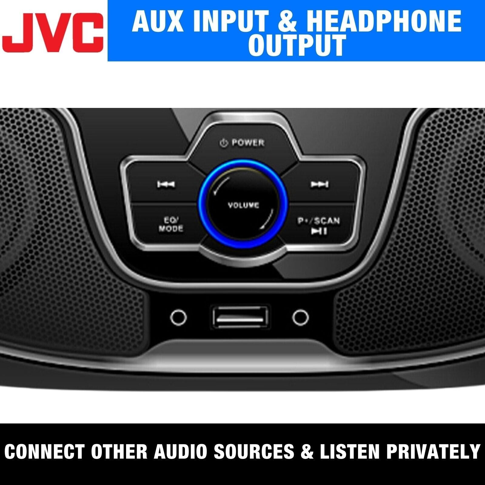 JVC Bluetooth Boombox | Portable Wireless Music CD Player USB/MP3/FM Radio
