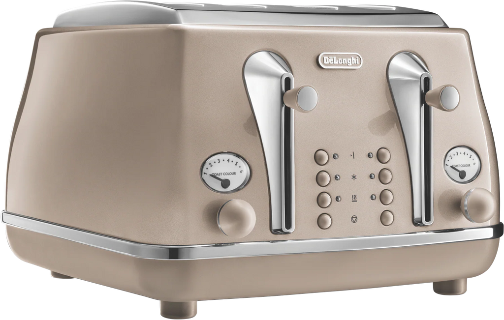 De'Longhi Retro 4 Slice Toaster - 1800W Stainless Steel Bread Browning Toast Maker - Wedding Anniversary Birthday Gift Set