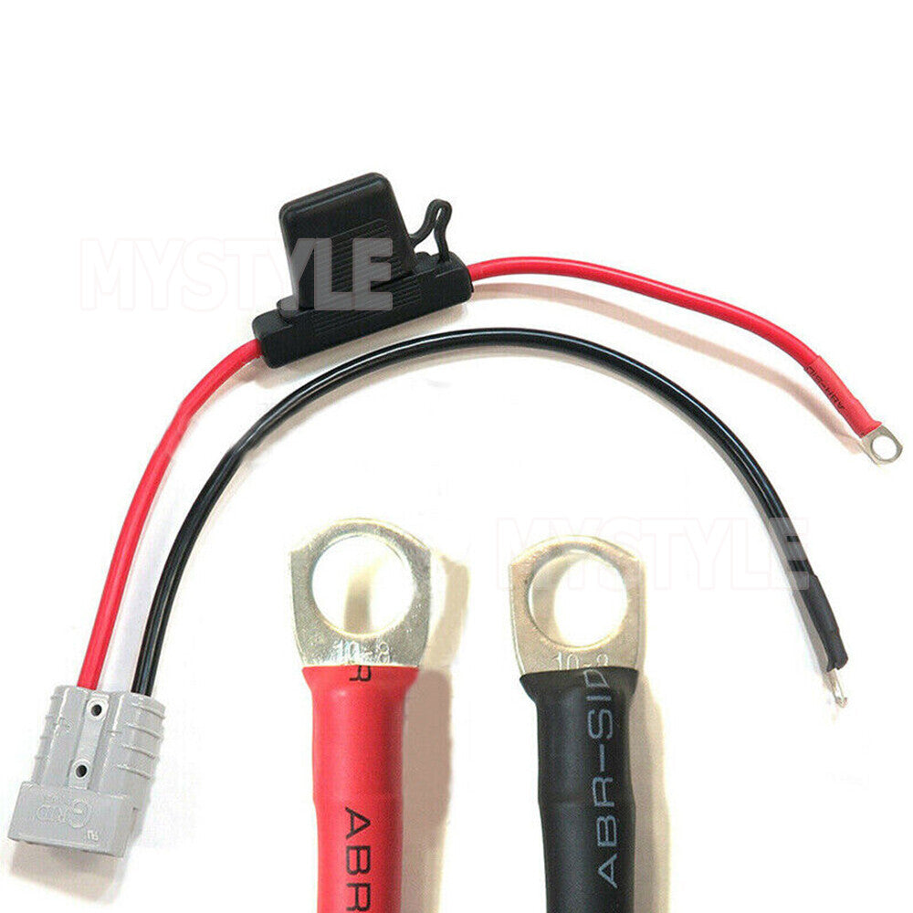 50Amp FUSED Anderson Lead 50Amp Plug to 8mm Lugs, Electrical Systems Battery Box or Solar Panel Connection