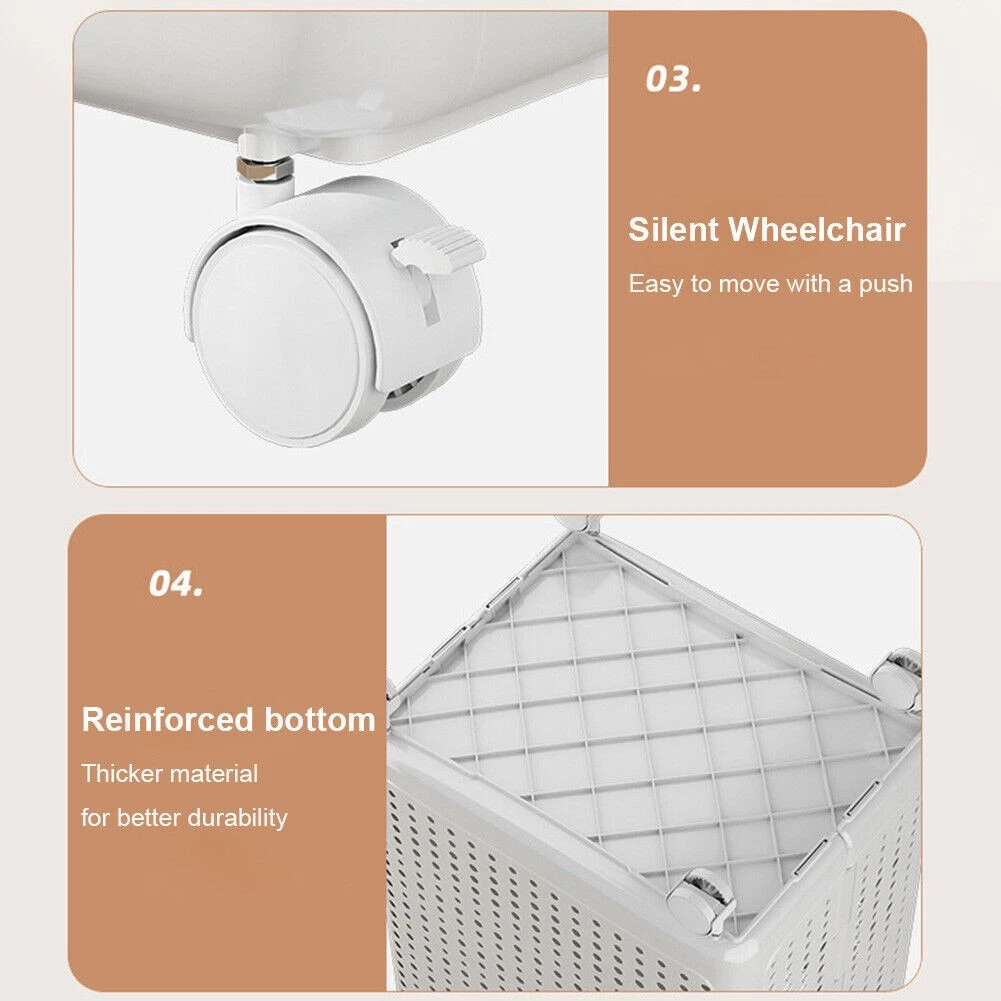 Large Rolling Hamper Basket Clean Dirty Clothes Laundry Hamper, Toy Blanket Organiser Storage Bin