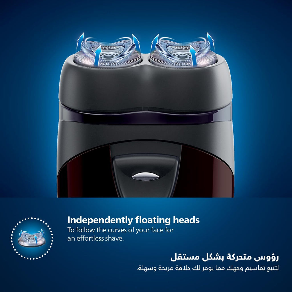 Philips Compact Cordless Travel Shaver, Battery Powered Electric Foil Shaver, Facial Hair Trimmer