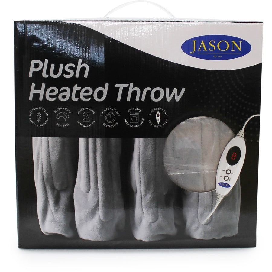 Jason Plush Heated Throw Blanket - Grey