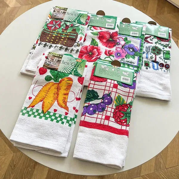 12x Kitchen Hand Towels, Assorted Terry Towelling Tea Cleaning Wiping Absorbent Towels (38 x 62cm)