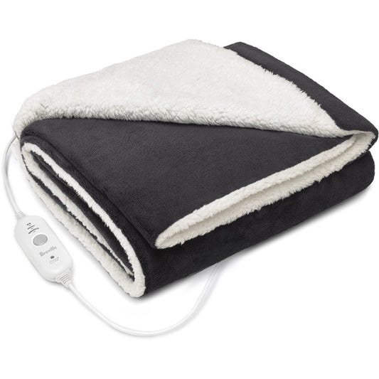 Breville Plush Heated Throw Rug | Sofa Blankie with Heat | Microplush Heated Blanket | Fleecy Sherpa | Machine Washable