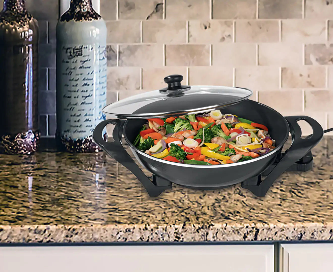 Large Electric Wok 4.5L Heated Cooker