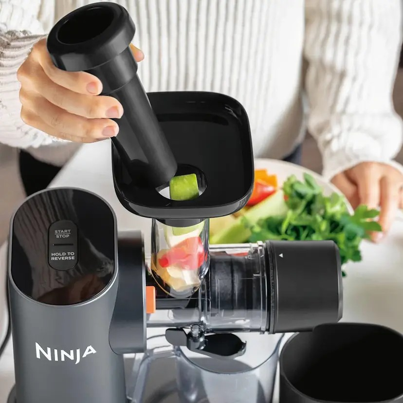 Ninja NeverClog JC151 Cold Press Juicer Grey | NeverClog Cold Press Technology | Anti Drip | Interchangeable Filters | Dishwasher Safe Attachments
