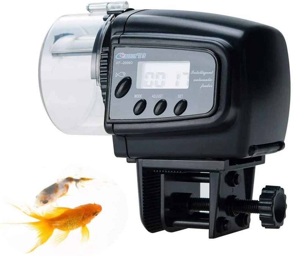 Auto Fish Feeder with Digital Timer | Pond & Aquarium Pet Food Dispenser | Holiday Use | Velcro Strip |