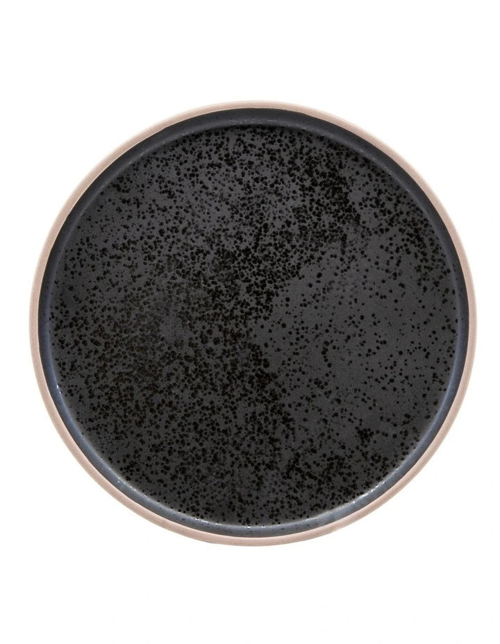 Salt & Pepper Dinner Set Stoneware 12pc Dining Set | Dinner Side Dish Plates/Bowls Black Dinnerware