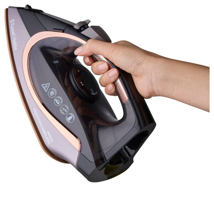 Russell Hobbs Cordless Garment Iron | Handheld Crease Remover Clothes Shirt Iron | Continuous Steam