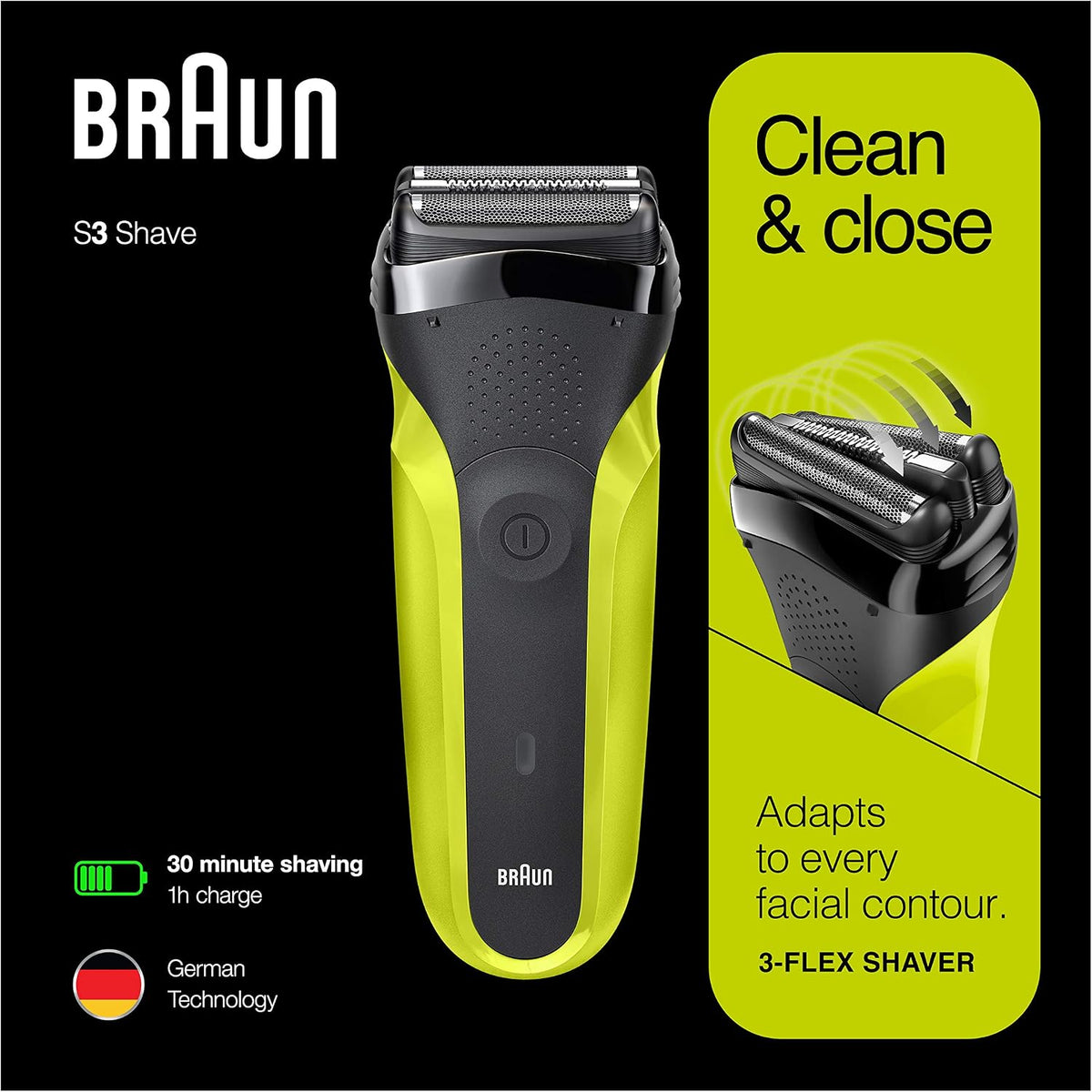 Braun Electric Shaver, Cordless Men's Close & Trim Shaving Washable Rechargeable Clipper Razor