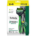 14 Pack Schick Mens Razors Shavers Sensitive Xtreme3 Close Shave Shaving Aloe