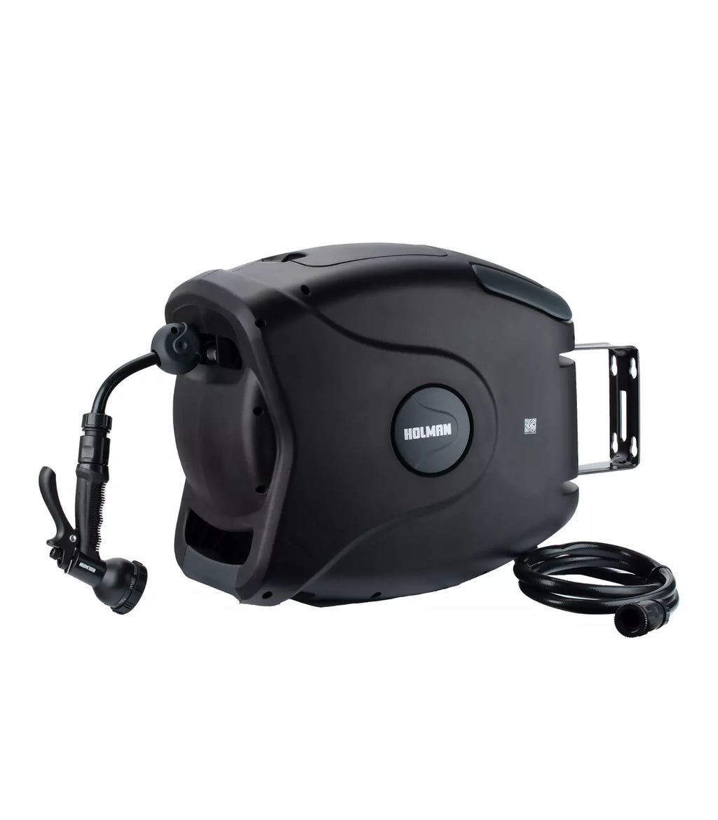Holman 20m Retractable Garden Hose Reel | Swivel Bracket | Outdoor Gardening Watering w/ Spray Gun