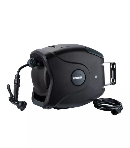 Holman 20m Retractable Garden Hose Reel | Swivel Bracket | Outdoor Gardening Watering w/ Spray Gun