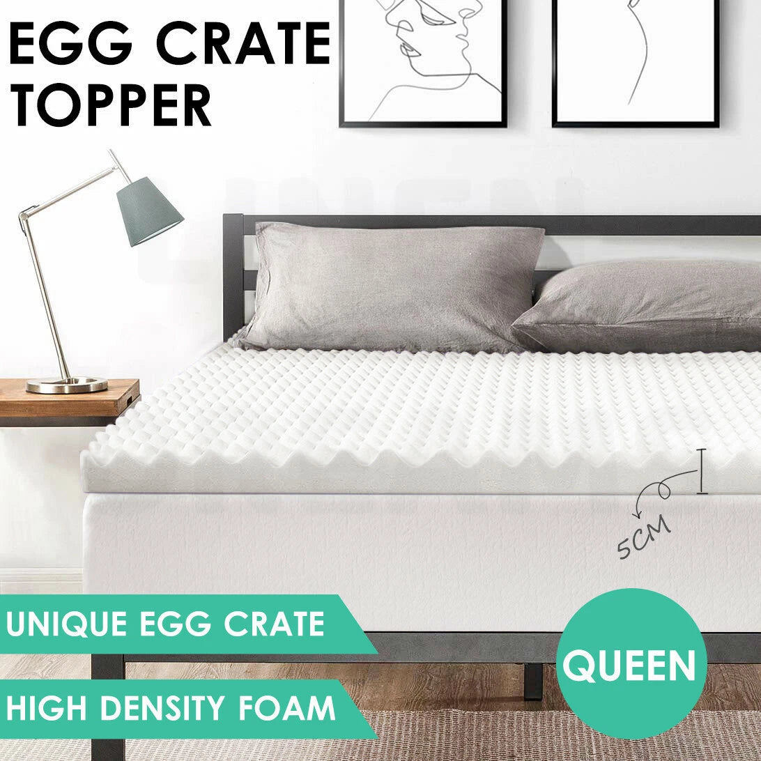 Queen Sized Premium Egg Crate 5cm Underlay Mattress Topper Protector Matress Protector