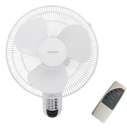Heller Wall Mounted Fan Air Cooler 40cm Oscillating Room Bedroom w/ Remote 3 Speed