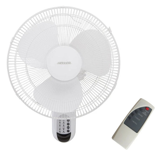 Heller Wall Mounted Fan Air Cooler 40cm Oscillating Room Bedroom w/ Remote 3 Speed