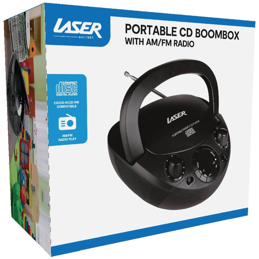 Portable CD Player Boombox Radio AM/FM Stereo speakers AUX Picnic Outdoor