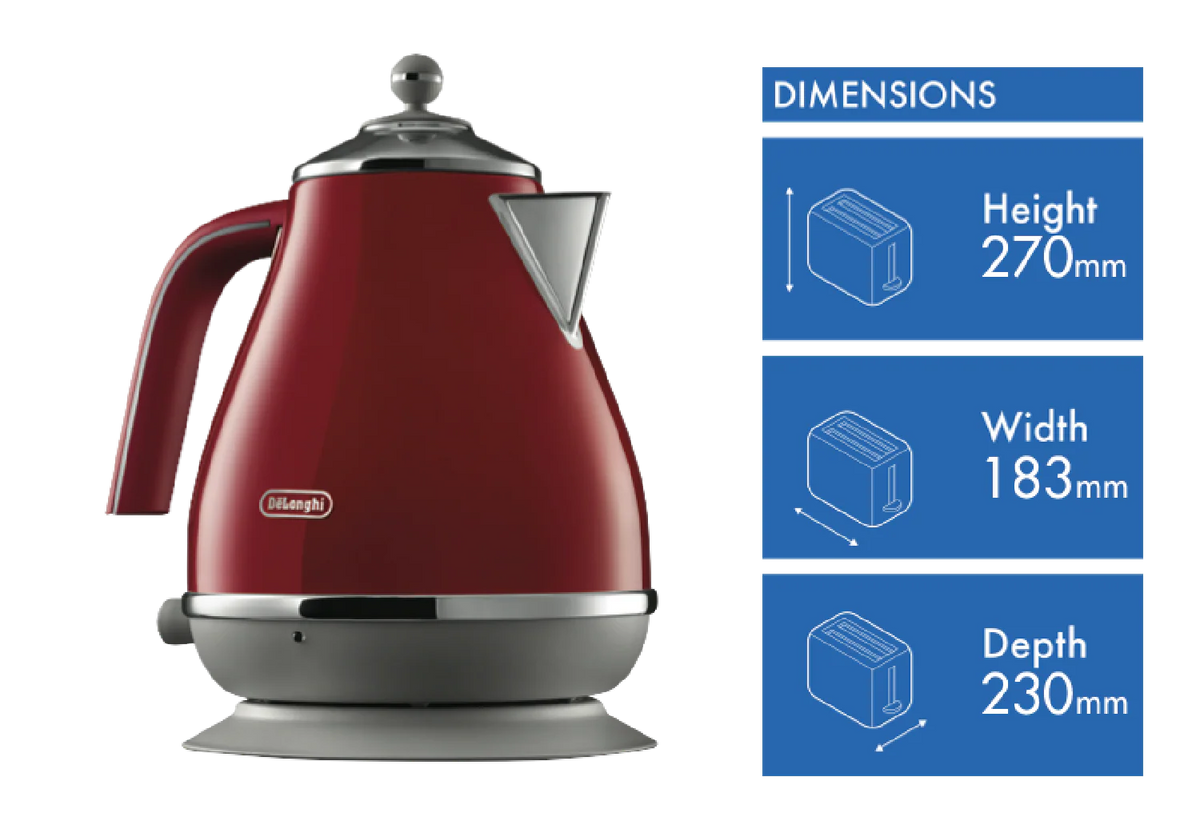 DeLonghi 1.7L Electric Kettle 2000W Water Jug Heated Hot Water Tea Coffee Portable Kettle