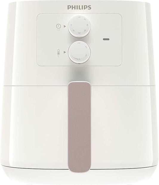 Philips Essential Air Fryer | 4.1 L Pan, Deep Fryer without Oil, Rapid Air Technology | HomeID Recipe App, Time & Temp Control, White