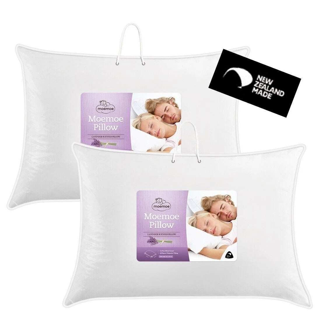 2x Moemoe Premium Lambs Wool Blend Pillows | Hypoallergenic Scented Lavender Pillows