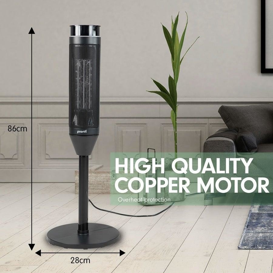 Pronti 2000w Electric Heater | Remote Fan Tower | Portable Oscillating Ceramic Heater| Timer and Remote Control