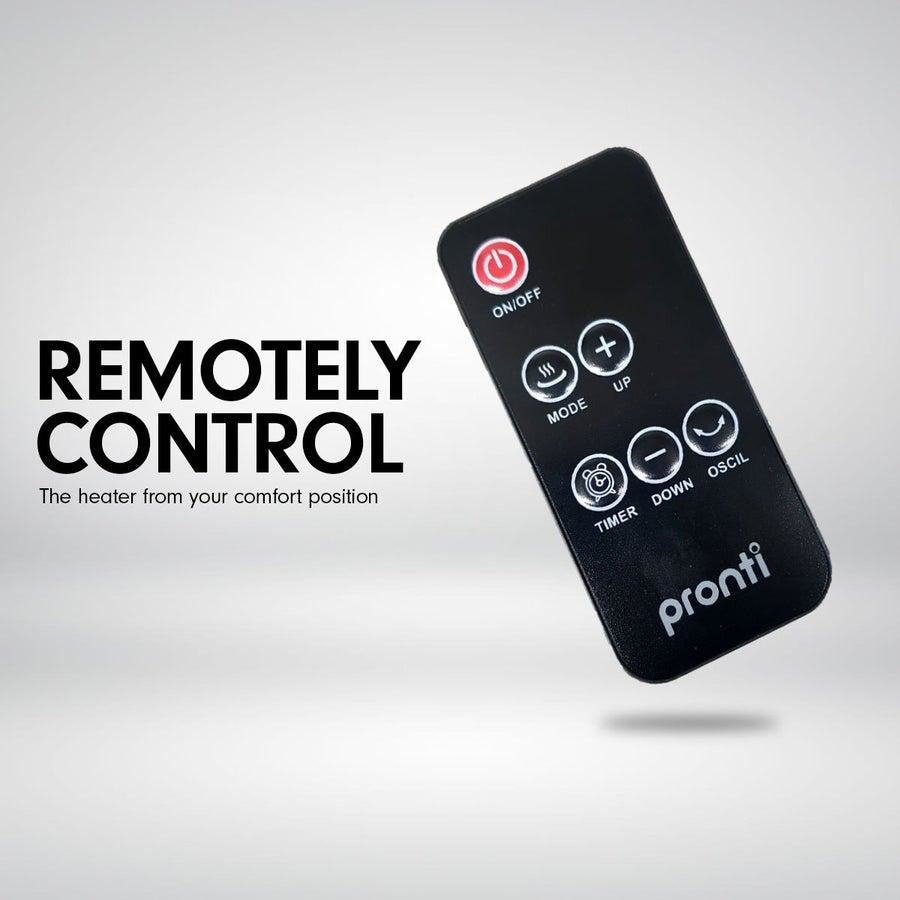 Pronti 2000w Electric Heater | Remote Fan Tower | Portable Oscillating Ceramic Heater| Timer and Remote Control