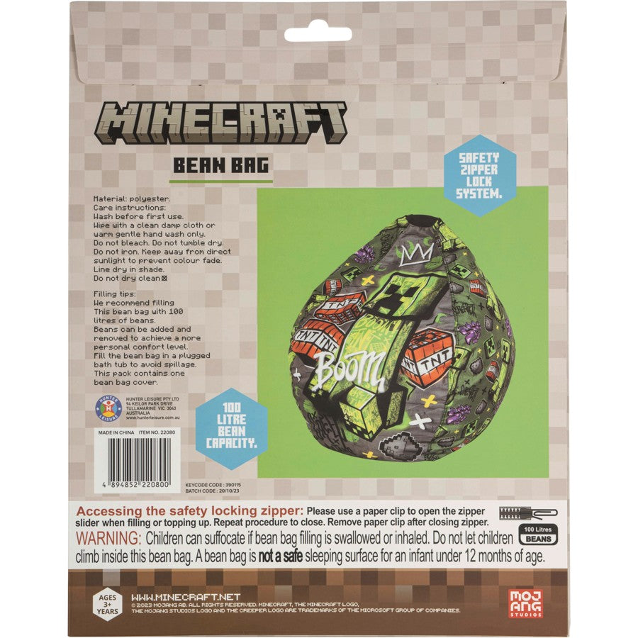 Minecraft Bean Bag Cover Kids Toddler Preschooler Zombie TNT Lounger Seater