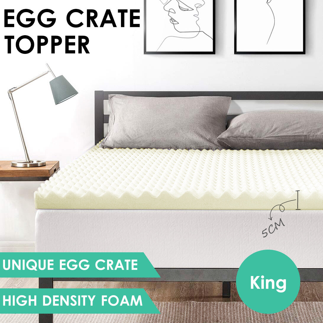 King Sized Premium Egg Crate Topper 5cm Underlay Mattress Topper Protector Matress Topper