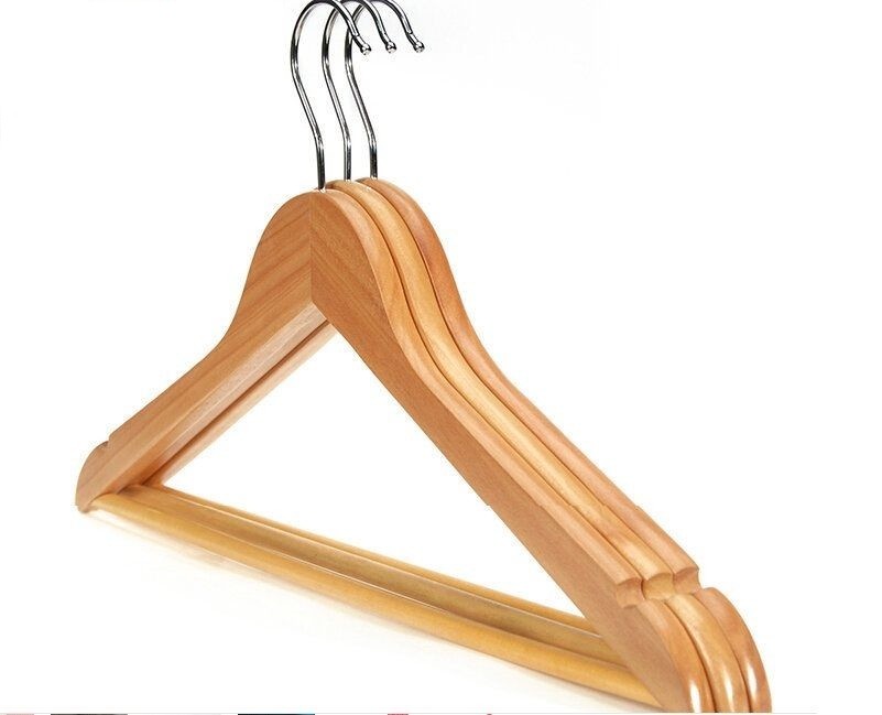 20x Wooden Garment Clothes Hanger Coat Hanging Rack - Hardwood Strap Notch, Trouser Belt Tie. Lacquer Wood Hanger