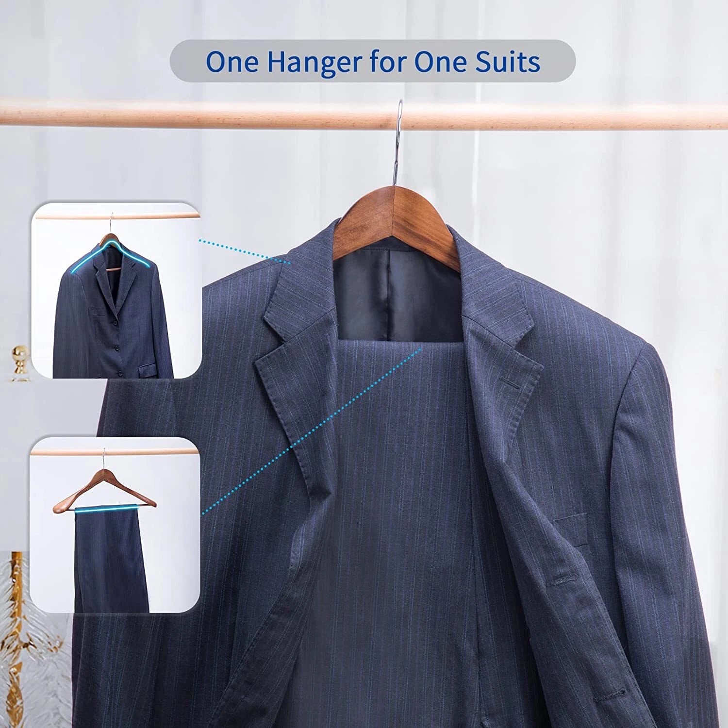 12x Premium Suit Hangers | Heavy Dress Pants Garment Hanger | Clothes Luxury Closet Hangers