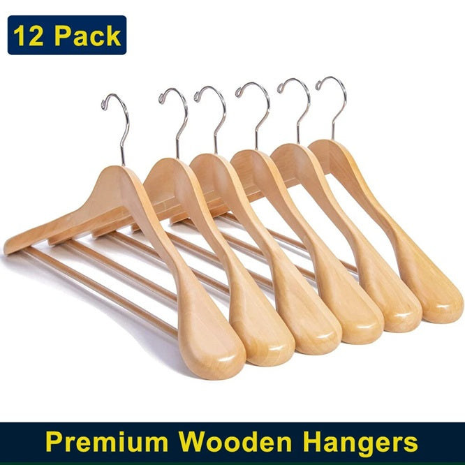 12x Premium Suit Hangers | Heavy Dress Pants Garment Hanger | Clothes Luxury Closet Hangers