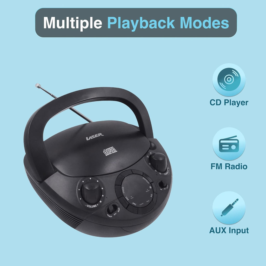 Portable CD Player Boombox Radio AM/FM Stereo speakers AUX Picnic Outdoor