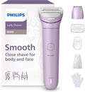 Philips Wet & Dry Electric Lady Shaver, Cordless, 2 Speed Bikini Arm Legs Trimmer Shaving Razor, LED Light