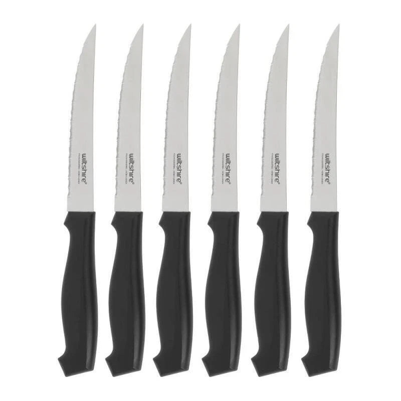 Wiltshire Steak Knives 6 Pack Cutting Meat Knife Stainless Steel Blades | Kitchen Steak Sausages