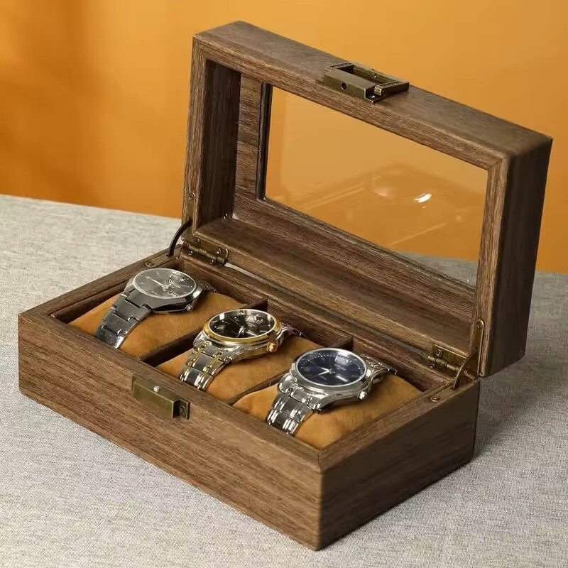 Watch Box Retro 3 Slot Wooden Storage Case Jewelry Display Organizer Gift Showcase
