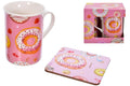 Coffee Mug & Coaster Set Mother's Day Doughnut Donut Pink Coffee Tea Beverage Hot Cold Water Mug Cup