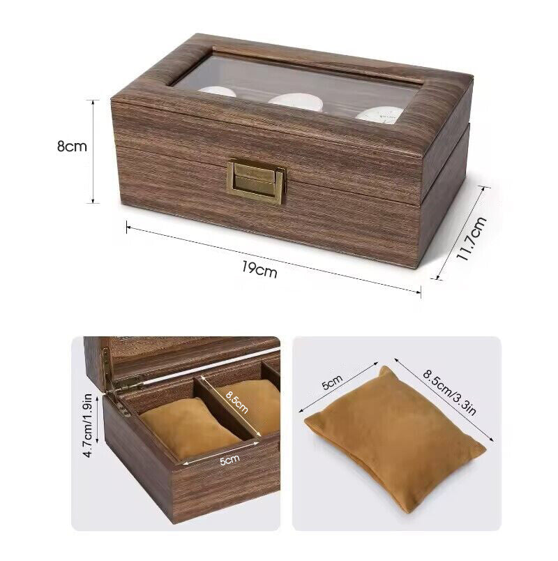 Watch Box Retro 3 Slot Wooden Storage Case Jewelry Display Organizer Gift Showcase