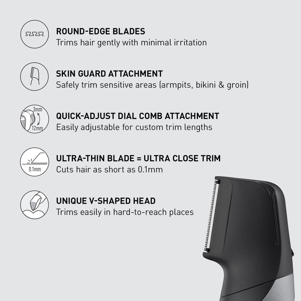 Panasonic Wet/Dry Cordless Body Groomer/Hair Trimmer, Close Shaver Sensitive Area Hair Remover Tool