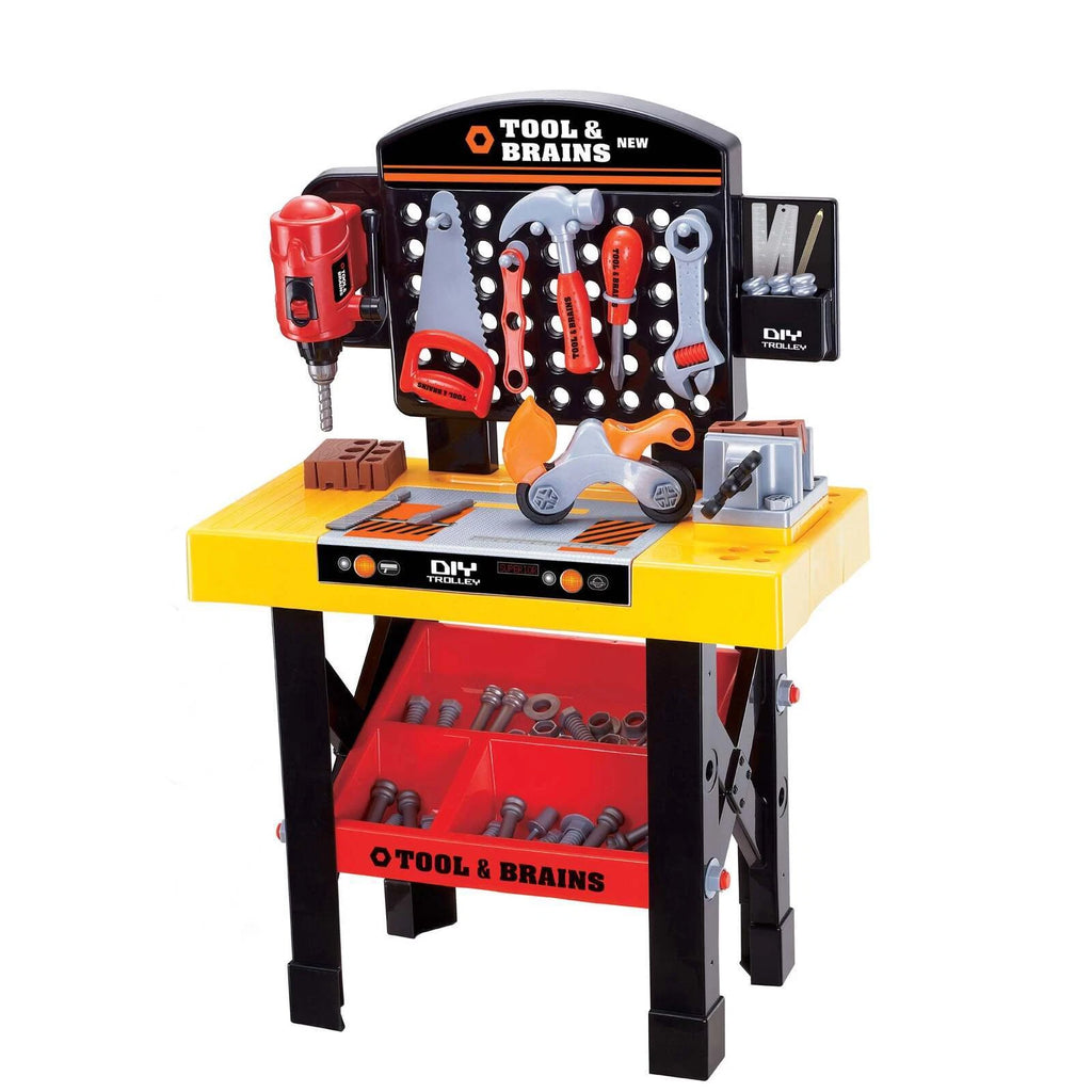 Kids Pretend Workbench | Boys Toddler Preschool Toys Construction Set with Nails, Saw, Spanner, Drill