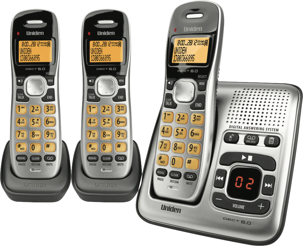 Uniden 3 Handset Cordless NBN Phone | Home Office Telephone with Answering Machine, Speakerphone, Caller ID