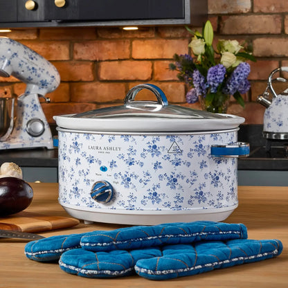 Laura Ashley 6.5L Slow Cooker | Soup Stew Casserole Curry Pudding Maker | 3 Heat Overnight Cooker Family Meal Maker