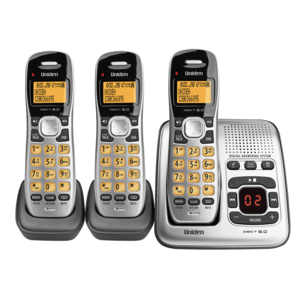 Uniden 3 Handset Cordless NBN Phone | Home Office Telephone with Answering Machine, Speakerphone, Caller ID