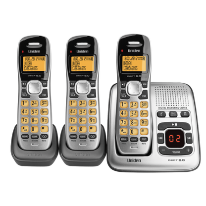 Uniden 3 Handset Cordless NBN Phone | Home Office Telephone with Answering Machine, Speakerphone, Caller ID