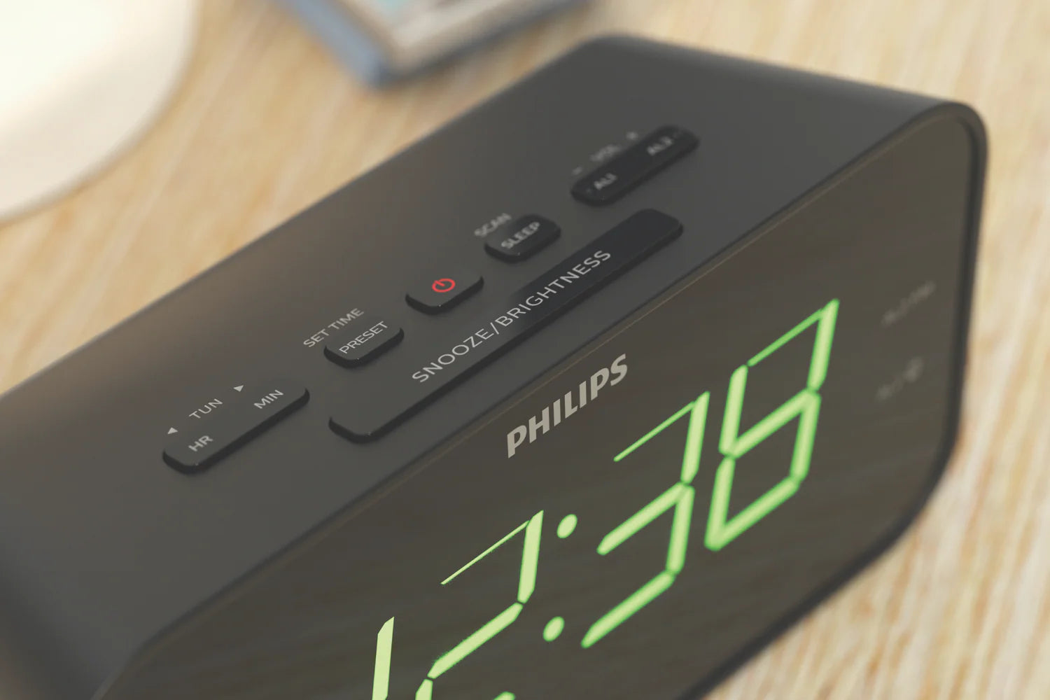 Philips Bedside Alarm Clock | Large LED Display 20 FM Radio Stations