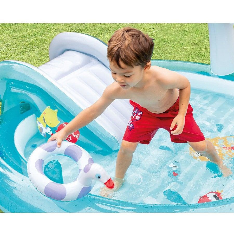 Intex Inflatable Gator Swimming Pool | Inflatable Toddler Kids Water Slide & Sprayer | Outdoor Backyard Summer Activity Centre