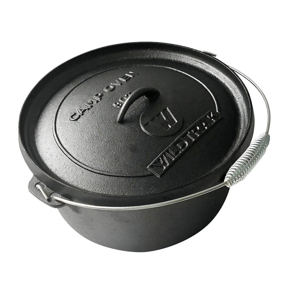 Cast Iron Camping Cookware 31cm Campfire Oven Pot Campsite Cooking Outdoor - Heavy Duty