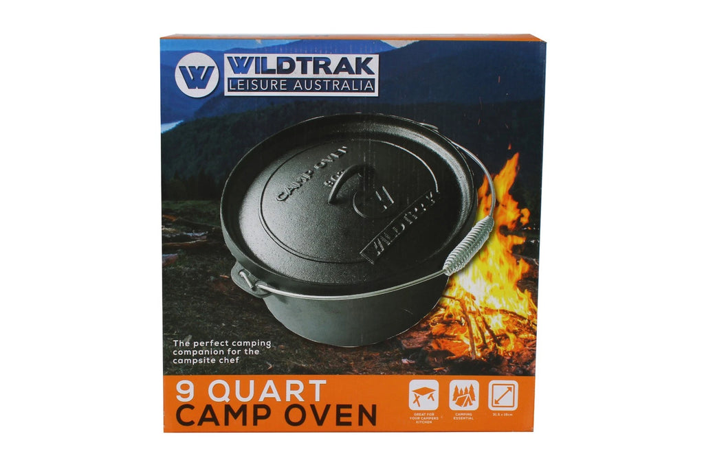Cast Iron Camping Cookware 31cm Campfire Oven Pot Campsite Cooking Outdoor - Heavy Duty