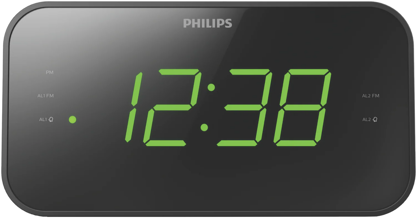 Philips Bedside Alarm Clock | Large LED Display 20 FM Radio Stations
