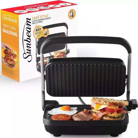 Sunbeam Toastie Maker | Electric Non-Stick Sandwich Press Jaffle Machine 2-Slice