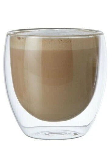 6x Hot Cold Drink Beverage Cups Mugs Double Wall Tea Coffee Espresso Latte Cappuccino Water Cocktail Mocktail 250ml